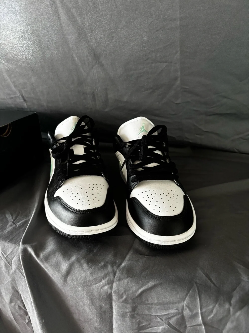 Jordan Men's Black & White Low-Top Sneakers with Mint Jumpman